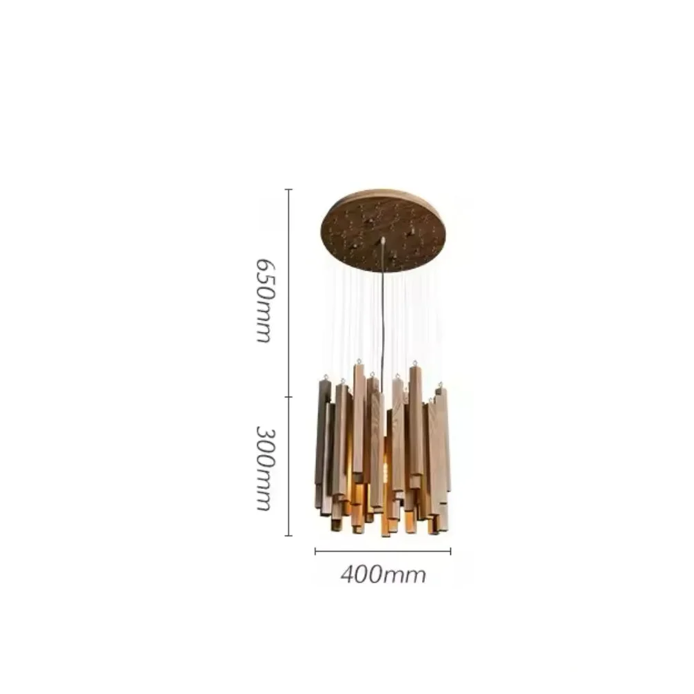 Wood Beam Pendant Light – Rustic Linear Chandelier for Dining Room Kitchen or Living