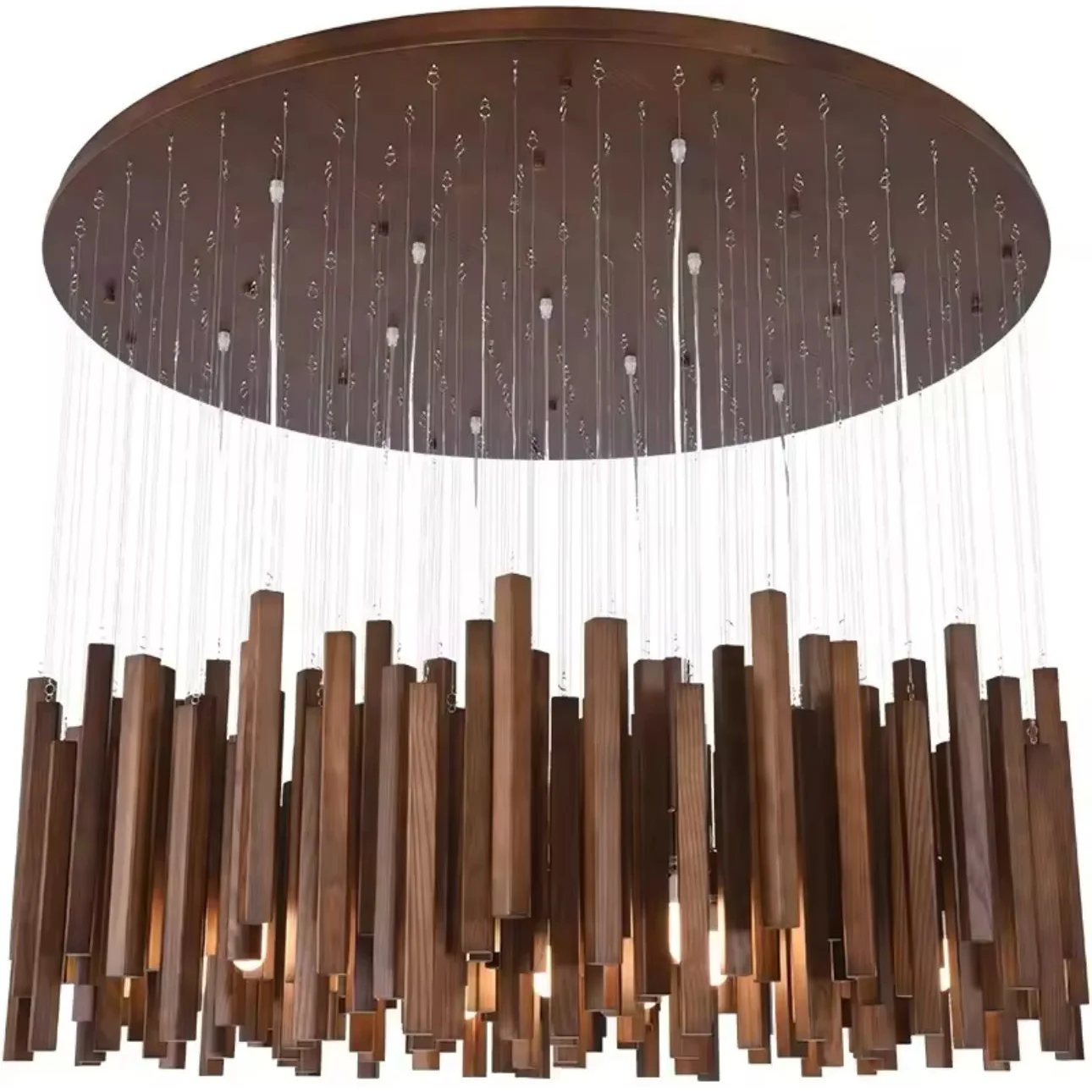 Wood Beam Pendant Light – Rustic Linear Chandelier for Dining Room Kitchen or Living