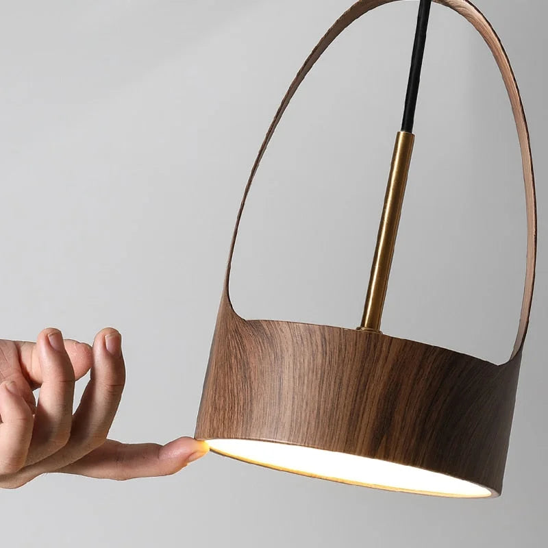 Wooden-look Pendant Light | Slim Minimalist Wood-grain Hanging Lamp Bedroom Kitchen & Dining Island Casalolalights