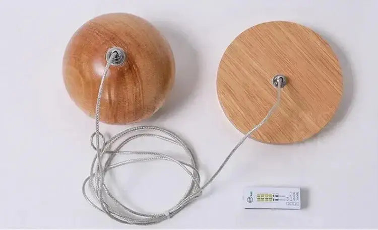 Wooden Sphere Pendant Lights for Dining Room Stairs Living - Lamps