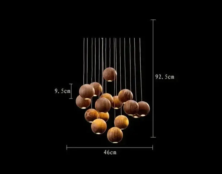 Wooden Sphere Pendant Lights for Dining Room Stairs Living - Lamps