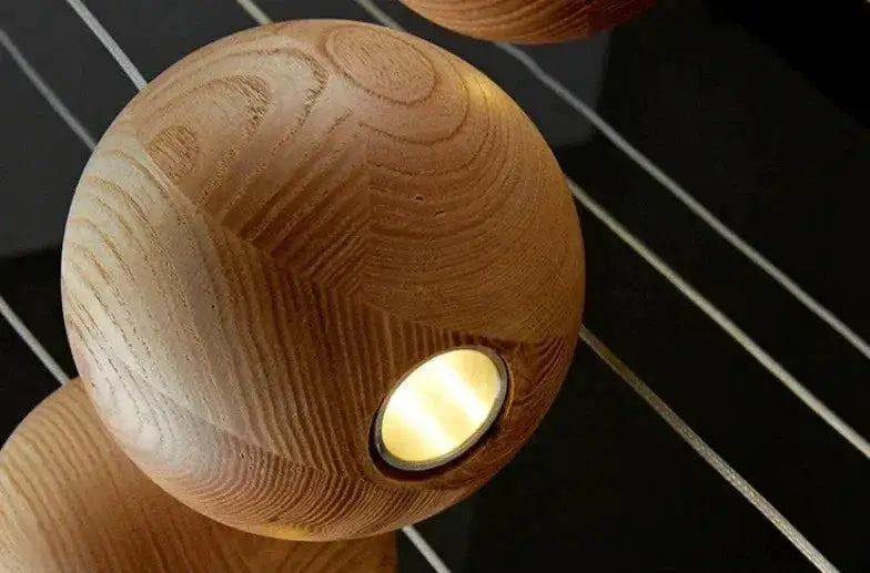 Wooden Sphere Pendant Lights for Dining Room Stairs Living - Lamps