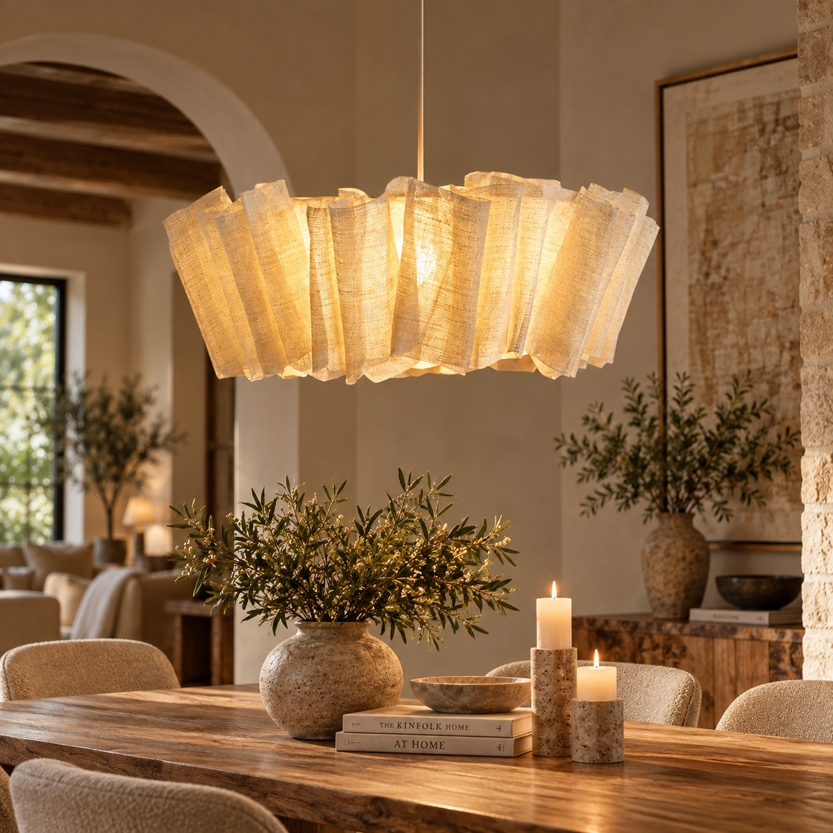Woven Abaca Pendant Light for Dining Room | 30 to 100 Cm (12 39″) Wide Natural Fiber E27 Socket Casalola Lights Luxury