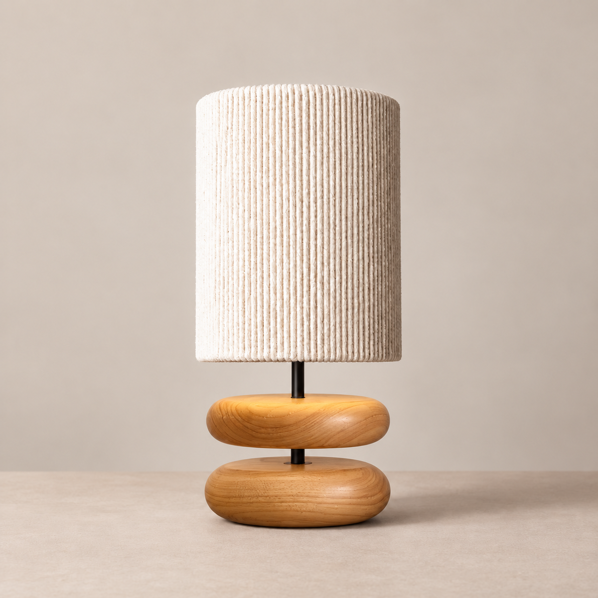 Zen table lamp in natural Log wood finish, switched off