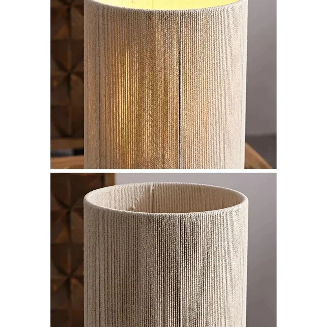 Wood Bedside Table Lamp for Bedroom and Nightstand | Log or Walnut Fabric Shade Zen Dimmable Option Casalola Lights