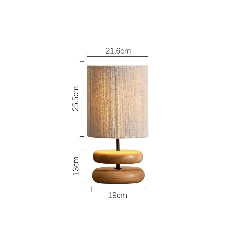 Wood Bedside Table Lamp for Bedroom and Nightstand | Log or Walnut Fabric Shade Zen Dimmable Option Casalola Lights