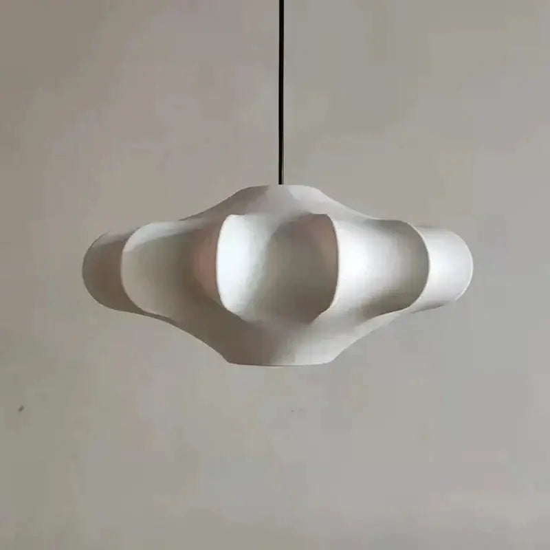Minimalist Silk Pendant Lamp White Japandi Lamps for Living Room Bedroom - Lamps