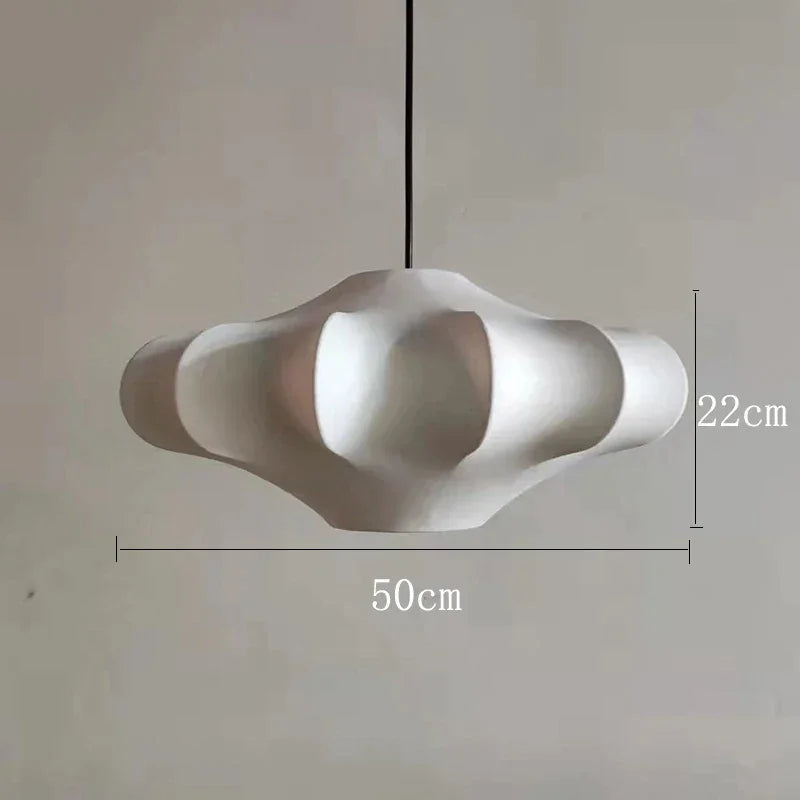 Minimalist Silk Pendant Lamp White Japandi Lamps for Living Room Bedroom
