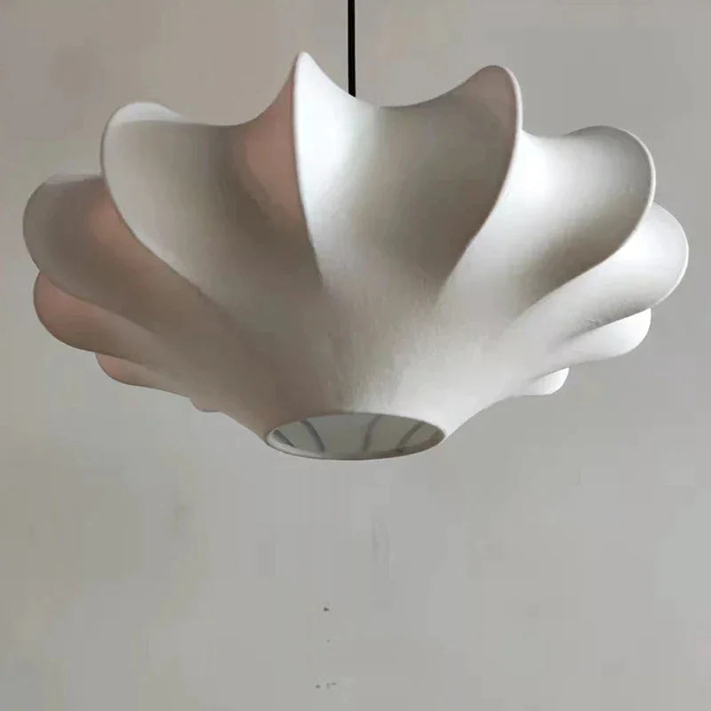 Minimalist Silk Pendant Lamp White Japandi Lamps for Living Room Bedroom