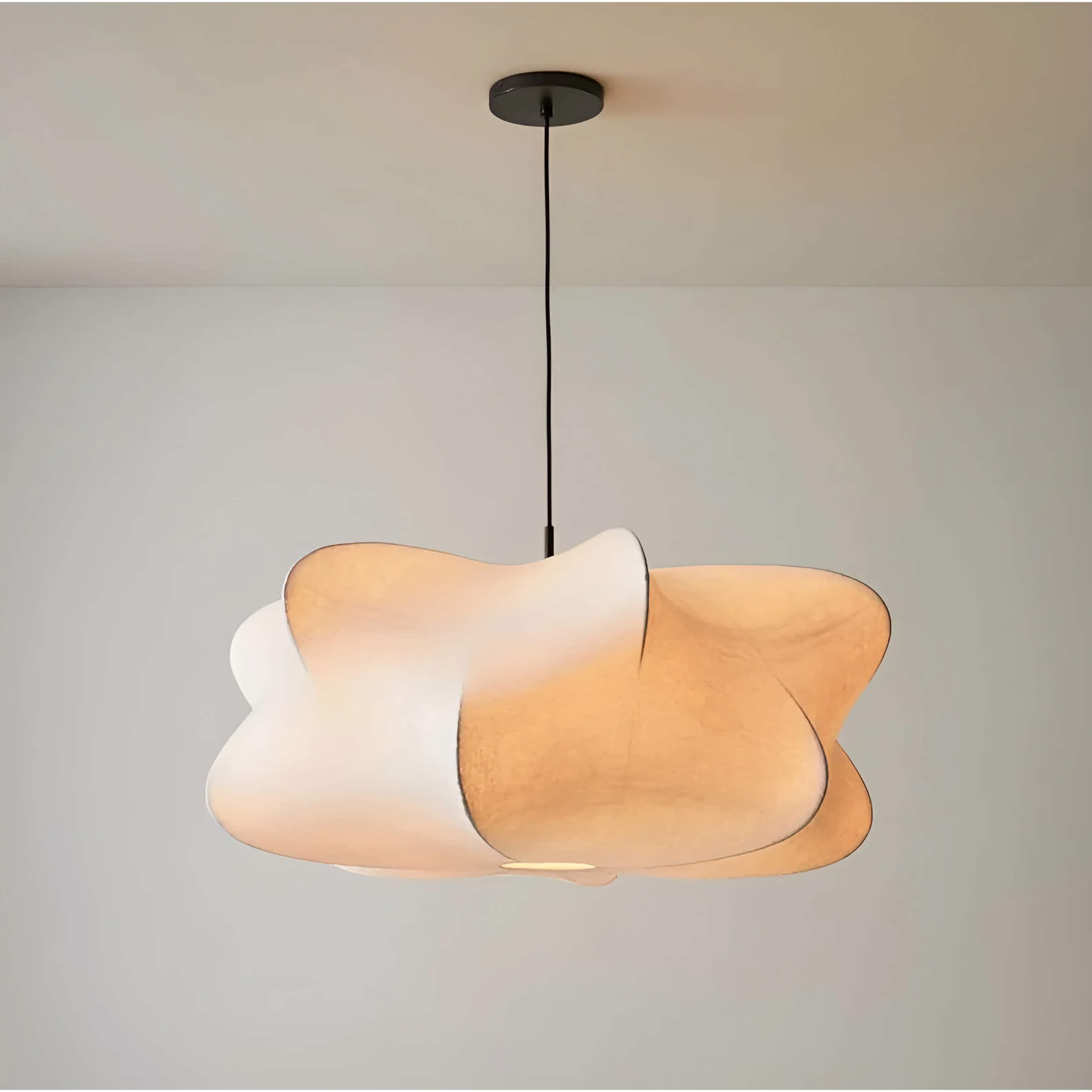 Minimalist Silk Pendant Lamp Japandi Lighting for Living Room Bedroom